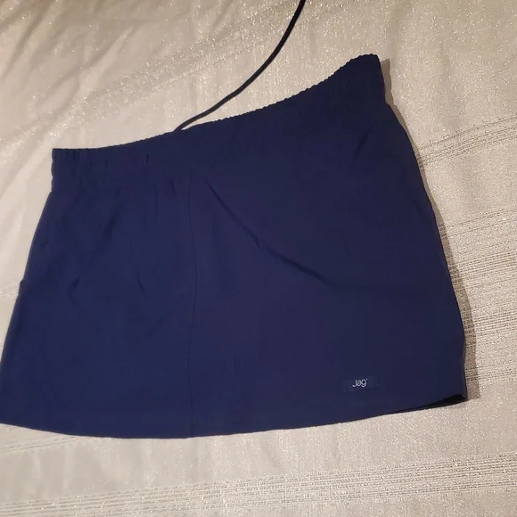 JAG New Solid Skirted Swim Boardshort with Built-in Brief NWT Navy Women's L - Picture 3 of 11